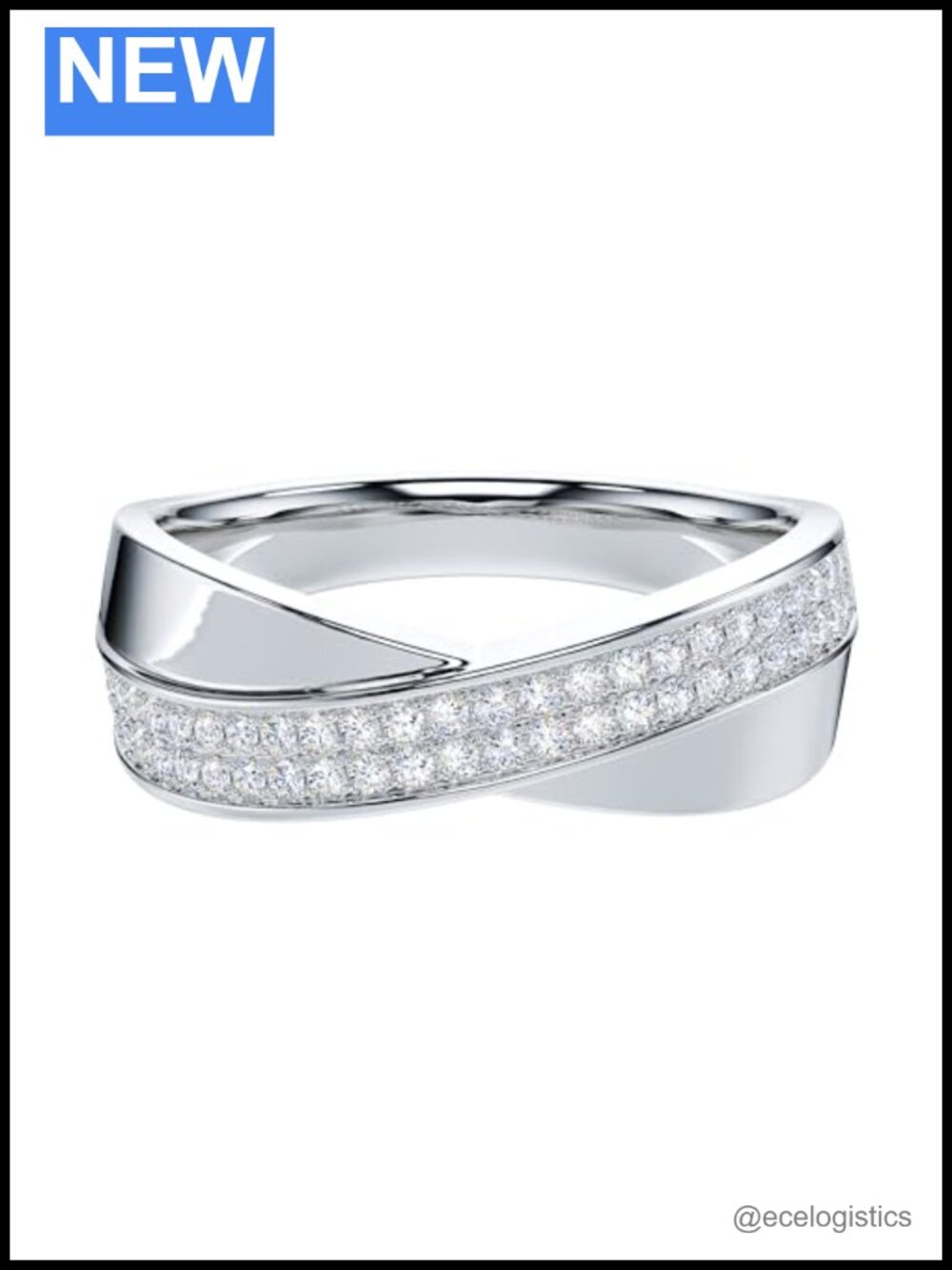 Sterling Silver Simulated Diamond Crisscross Wedding Band